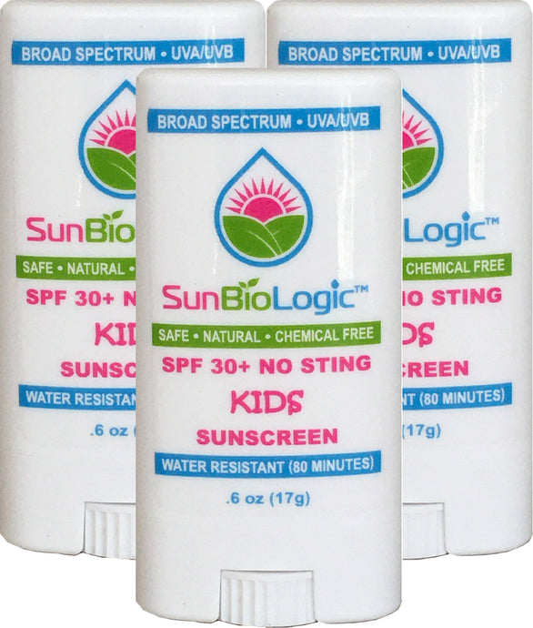3 PACK: Organic Sunscreen - Kids Stick, SPF 30+ (0.6oz)